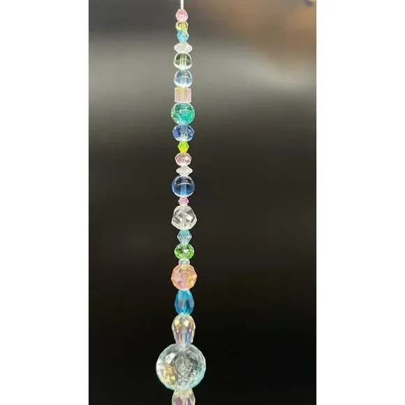 Handmade Beaded Suncatcher - Pastel - Clear Crystal Prism - Hanging Decor - Picture 10 of 14